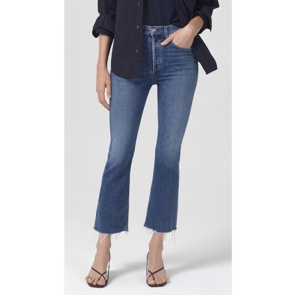 Citizens of Humanity Isola Cropped Boot Jean Button Fly‎ Raw Fray Hem - Size 29